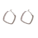 Crystal Metal Rhombus Hoop Earrings