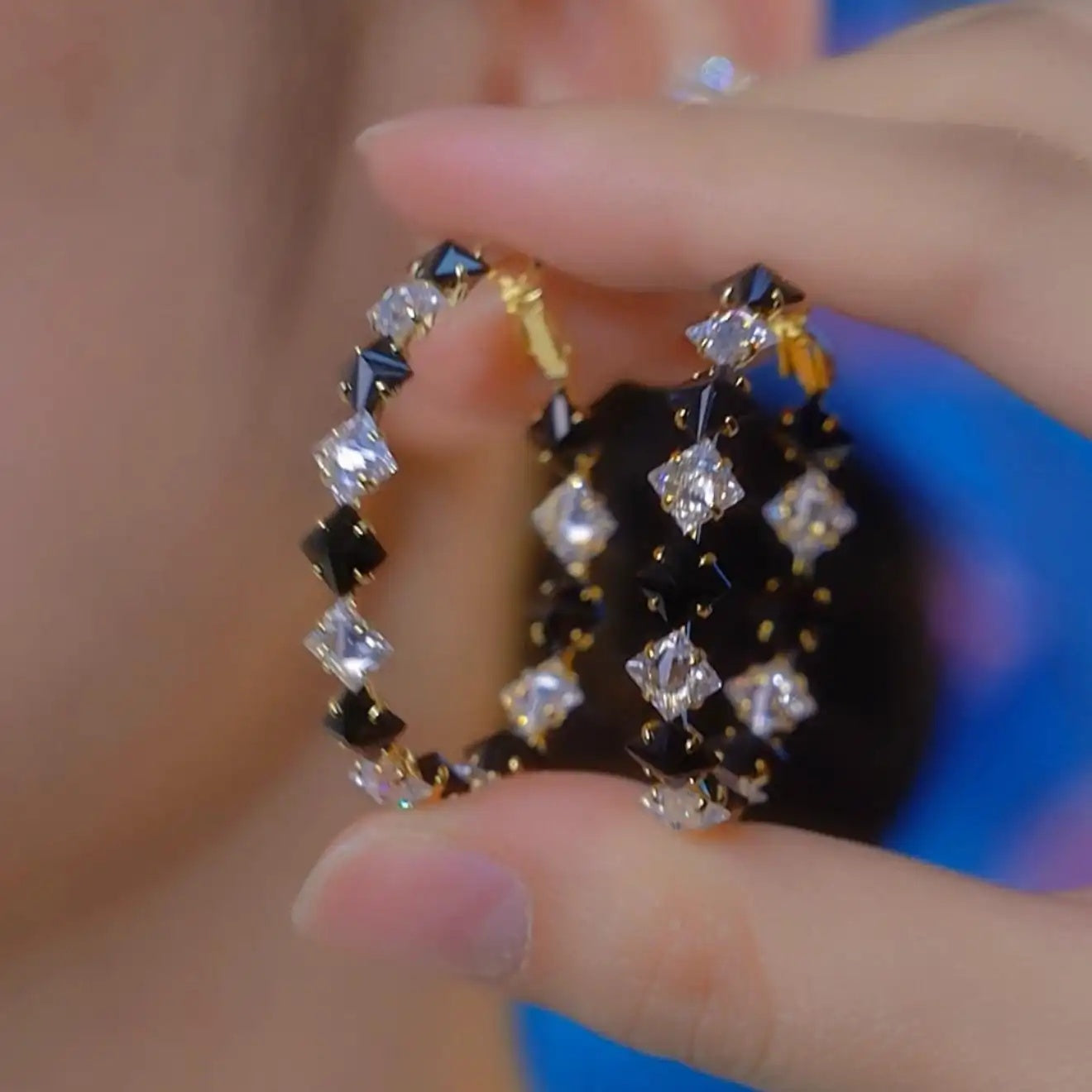 Crystal Multi Color C Shape Hoop Earrings