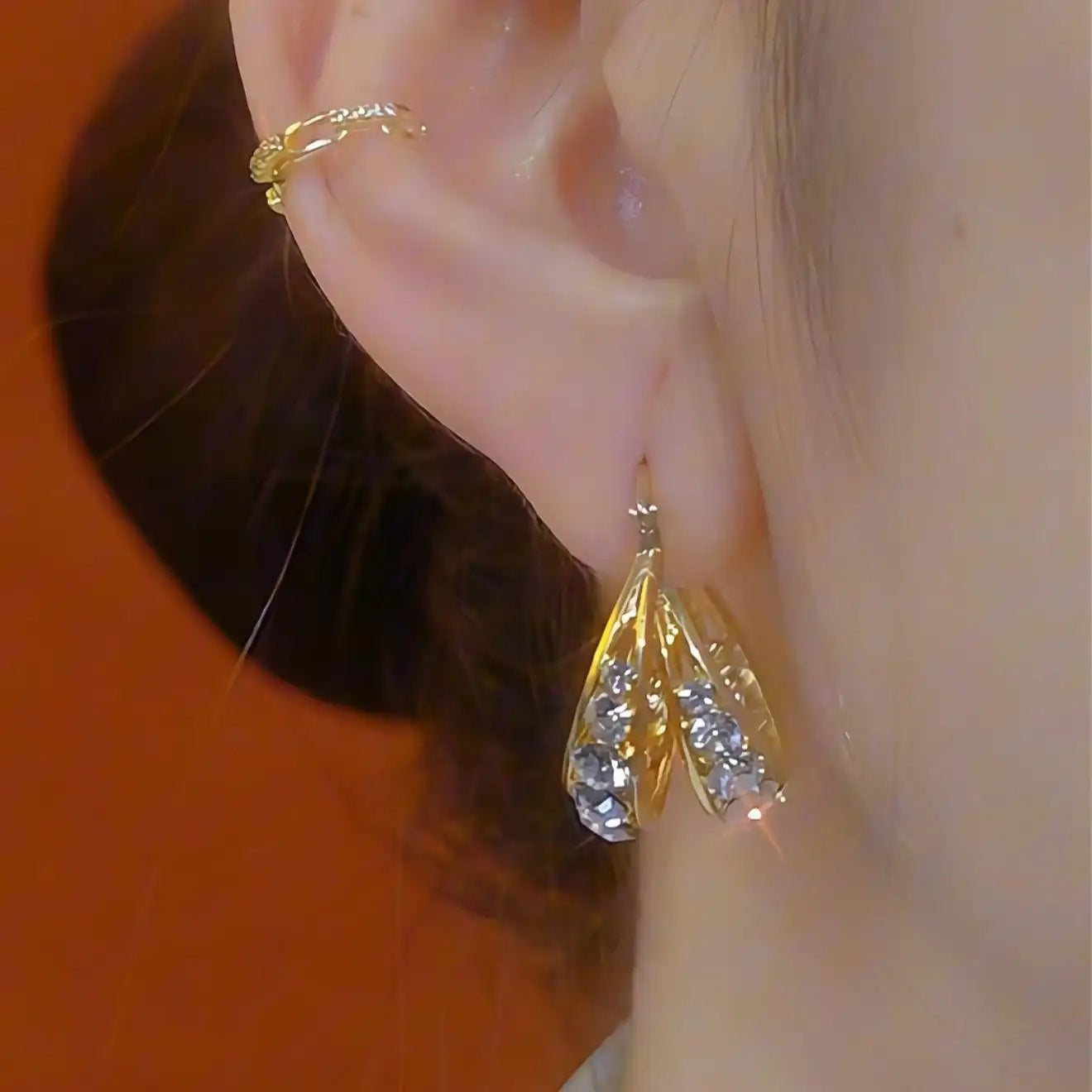 Crystal Needle Hoop Earrings