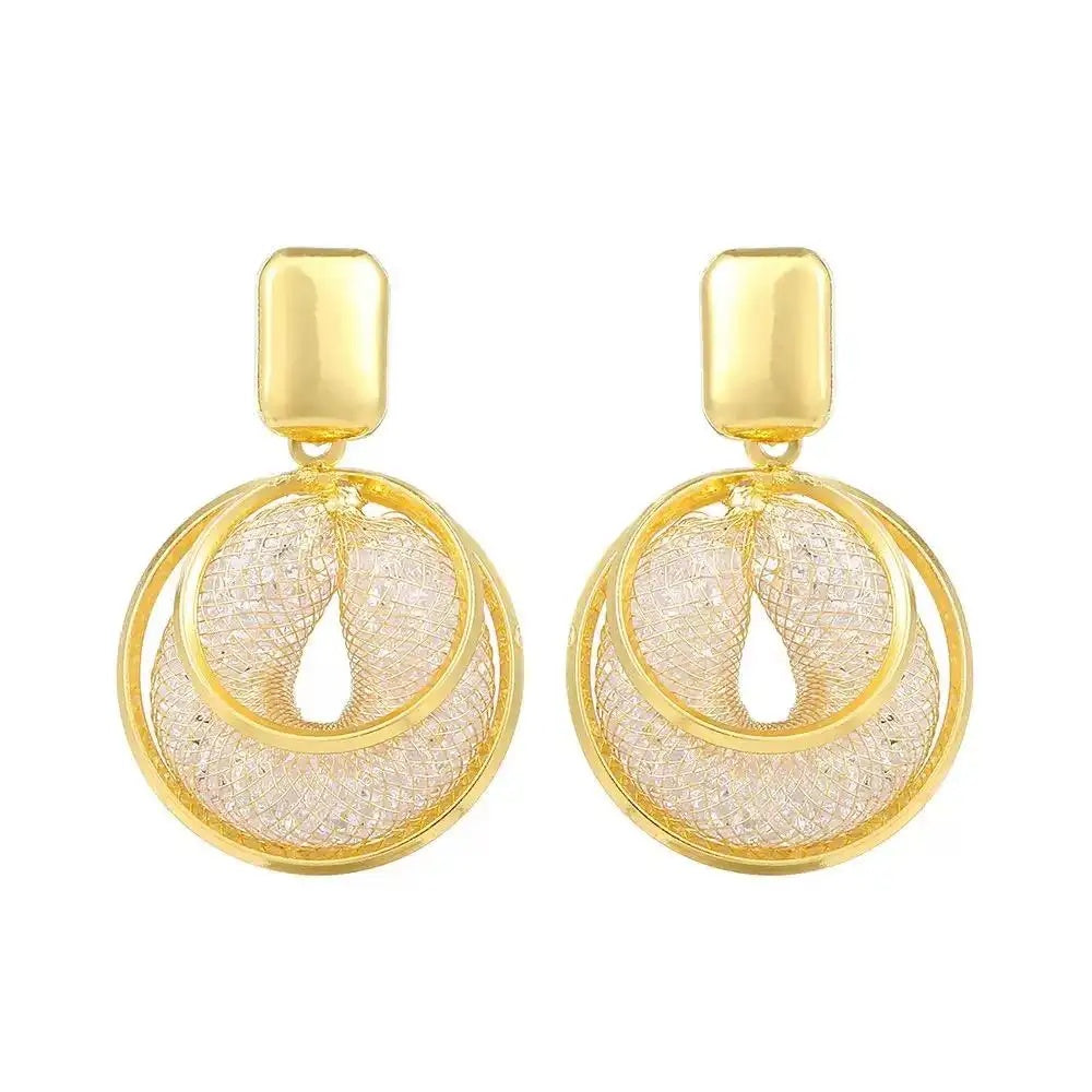 Crystal Needle Retro Round Hoop Earrings