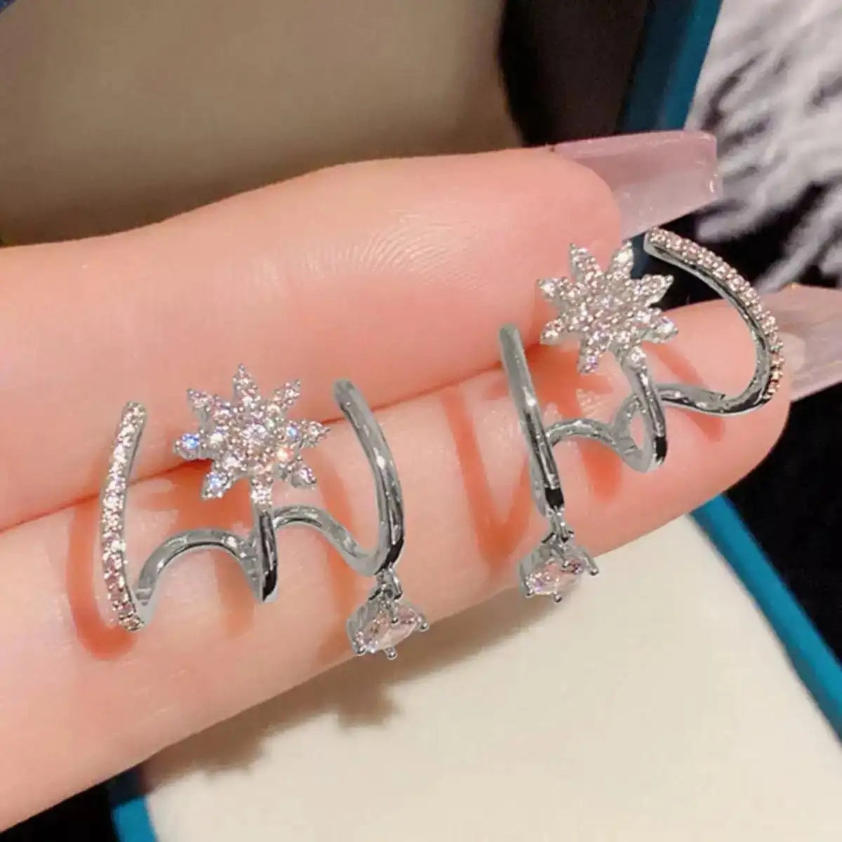 Crystal Octagram Ear Cuffs