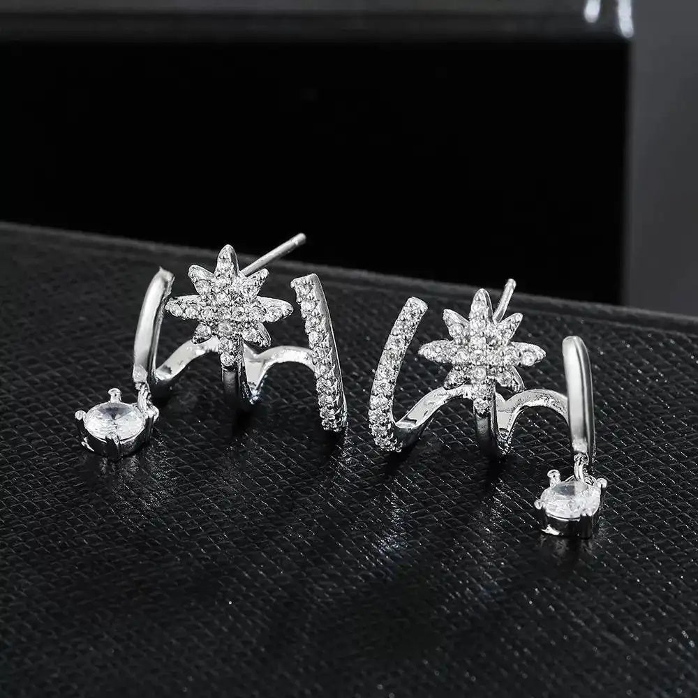 Crystal Octagram Ear Cuffs