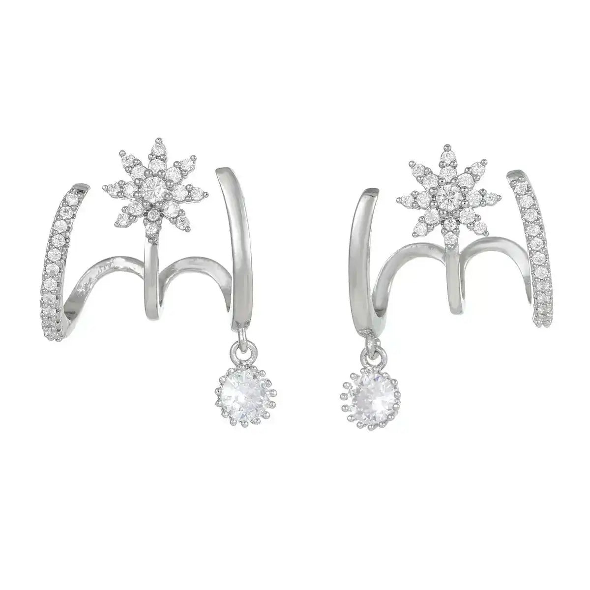 Crystal Octagram Ear Cuffs