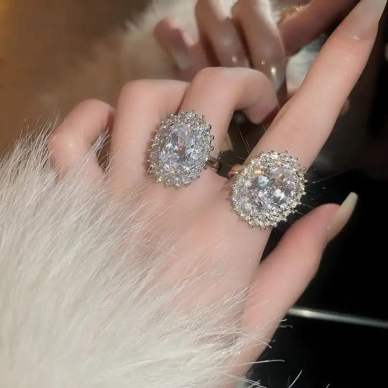 Crystal Oval Open Vintage Palace Ring