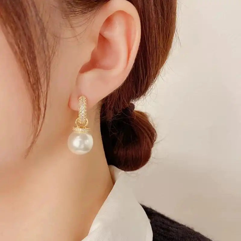 Crystal Pearl Double-Wear Earrings