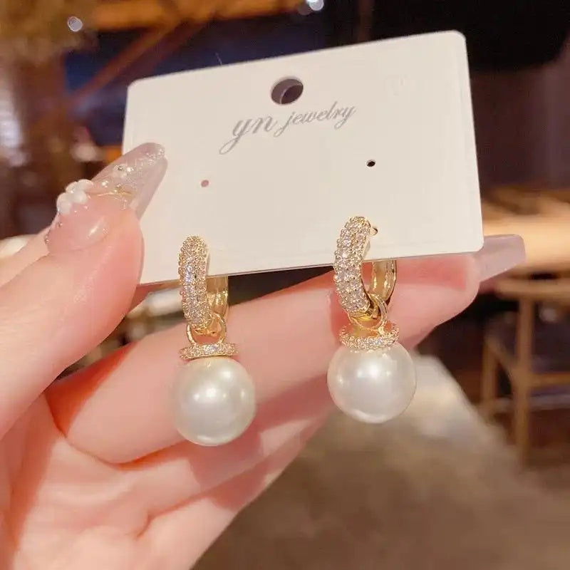 Crystal Pearl Double-Wear Earrings