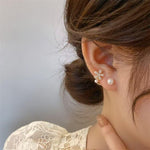 Crystal Pearl Flower Stud Earrings