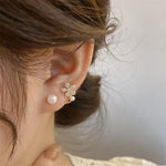 Crystal Pearl Flower Stud Earrings