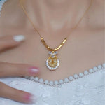 Crystal Petal Mesh Teardrop Necklace