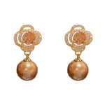 Crystal Petal Pearl Pendant Necklace