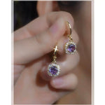 Crystal Purple Square Earrings