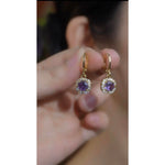 Crystal Purple Square Earrings