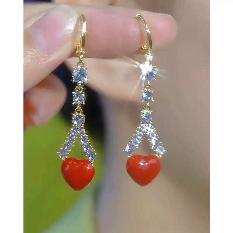 Crystal Red Spring Summer Earrings