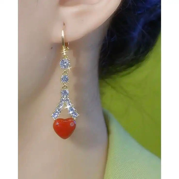 Crystal Red Spring Summer Earrings
