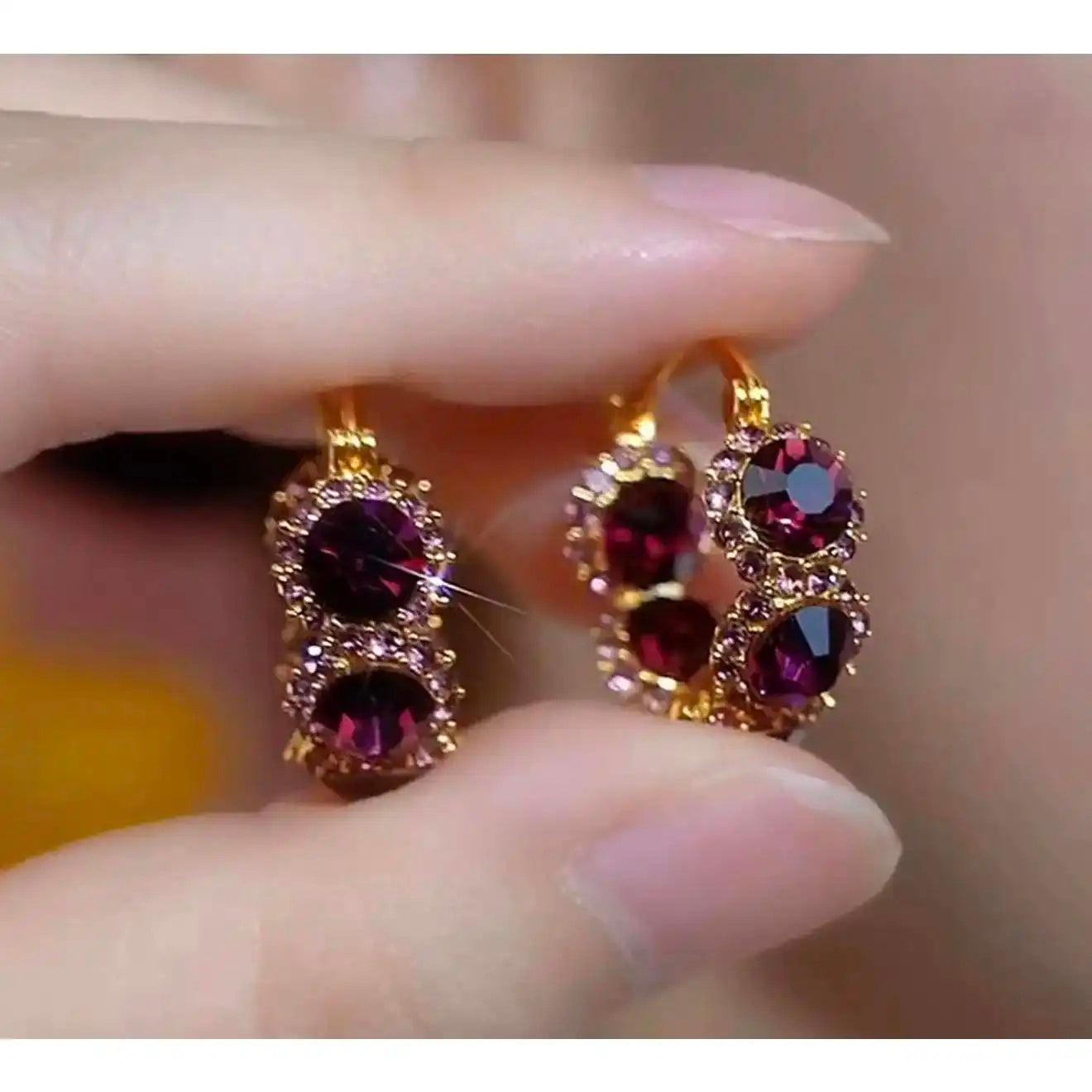 Crystal Retro French Round Hoop Earrings