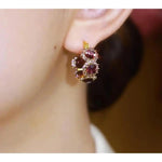 Crystal Retro French Round Hoop Earrings