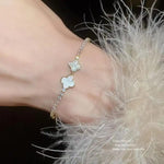 Crystal Rhombus Flower Adjustable Bracelet