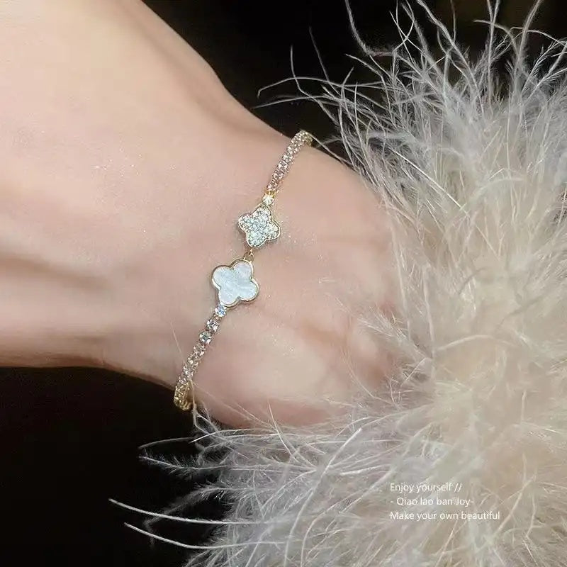 Crystal Rhombus Flower Adjustable Bracelet