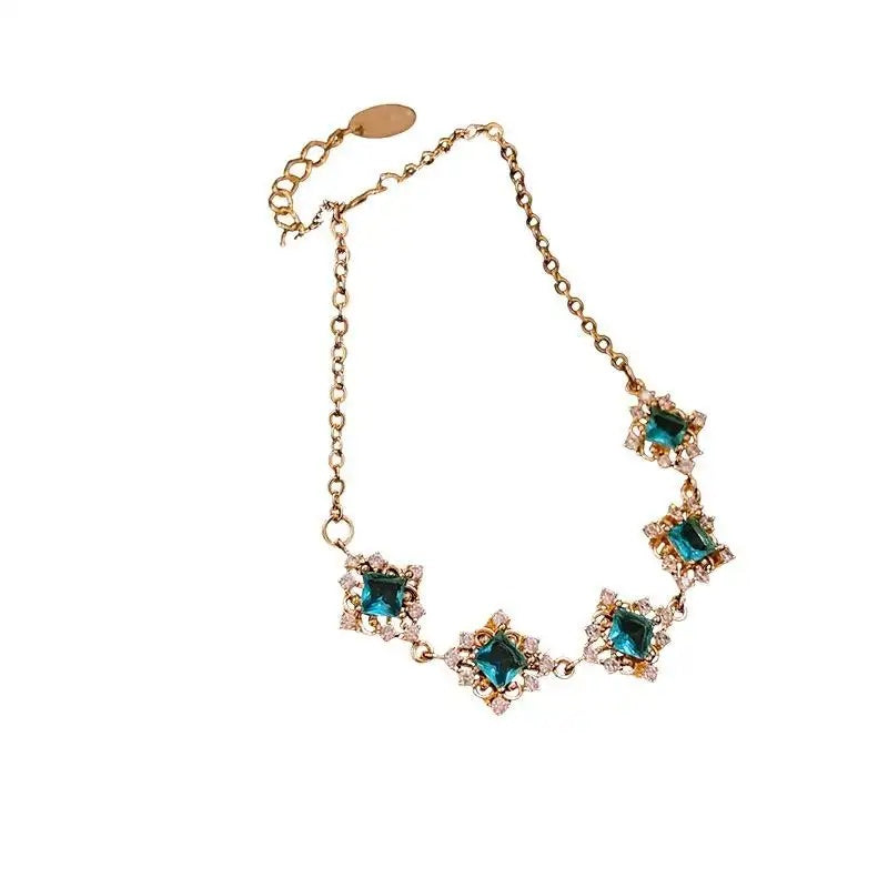 Crystal Rhombus Flower Pattern Bracelet