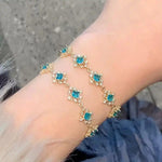 Crystal Rhombus Flower Pattern Bracelet