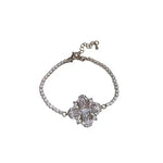 Crystal Rhombus Flower Pendant Necklace