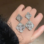 Crystal Rhombus Flower Pendant Necklace