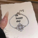 Crystal Rhombus Flower Pendant Necklace