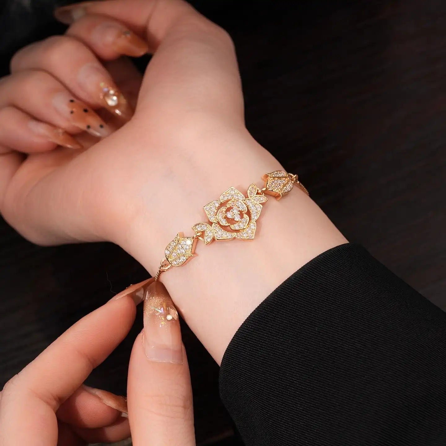 Crystal Rose Flower Bracelet