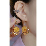 Crystal Rose Flower Circle Clip-On Earrings