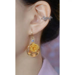 Crystal Rose Flower Circle Clip-On Earrings