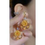 Crystal Rose Flower Circle Clip-On Earrings