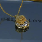 Crystal Rose Flower Pendant Necklace
