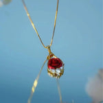 Crystal Rose Flower Rose Atmospheric Pendant Necklace