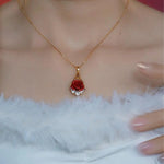 Crystal Rose Flower Rose Atmospheric Pendant Necklace