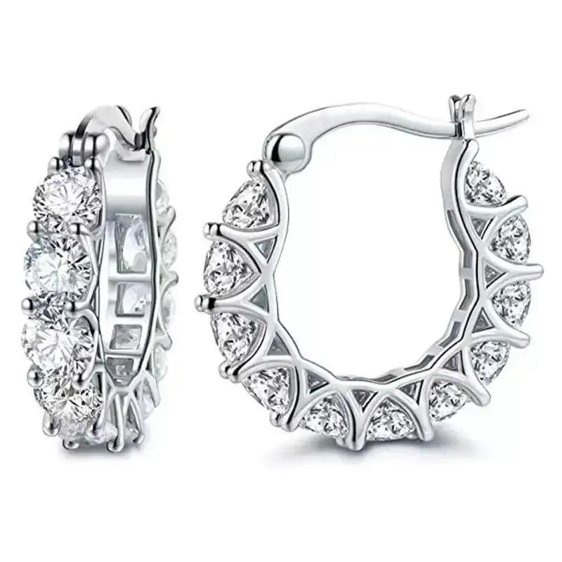 Crystal Round Circle Daily Hoop Earrings