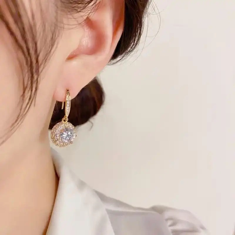 Crystal Round Hook Earrings