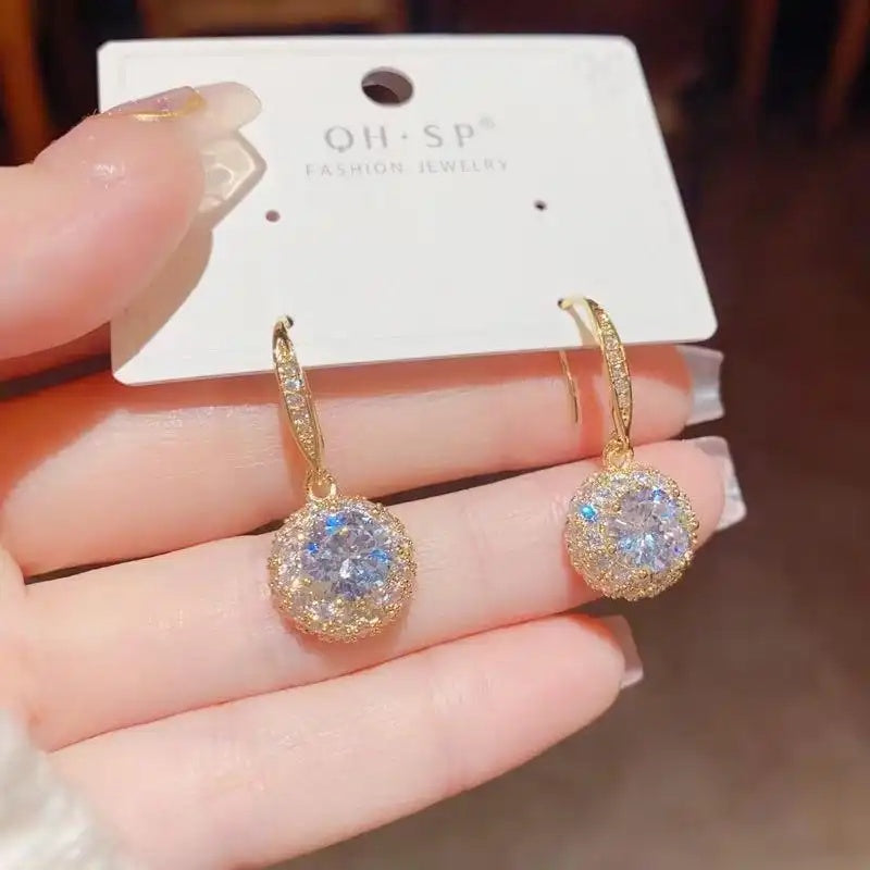 Crystal Round Hook Earrings