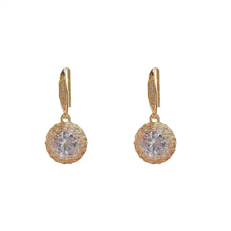 Crystal Round Hook Earrings