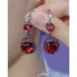 Crystal Ruby Red Heart Collarbone Jewelry Set