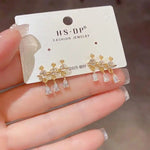 Crystal Saturn Teardrop Tassel Drop Earrings