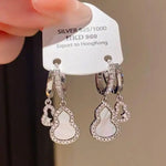 Crystal Shell Hollow Gourd Double-Layer Ear Cuffs