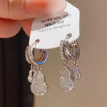 Crystal Shell Hollow Gourd Double-Layer Ear Cuffs