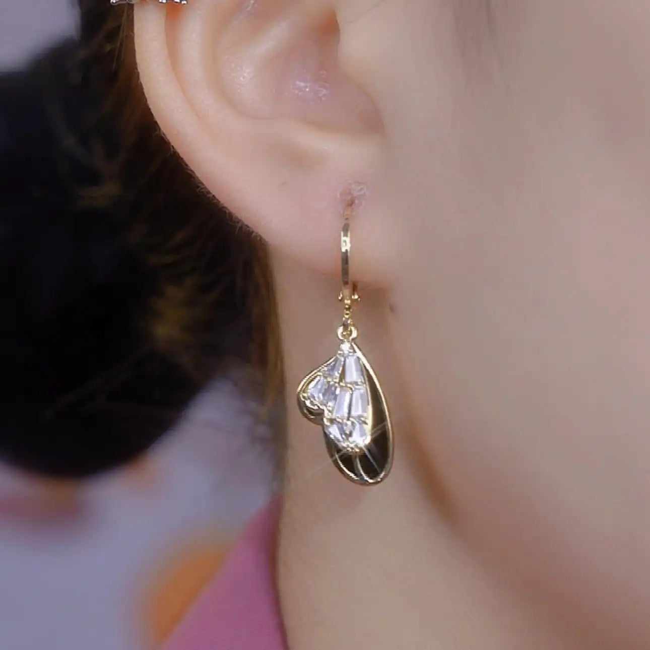 Crystal Silver Hoop Earrings