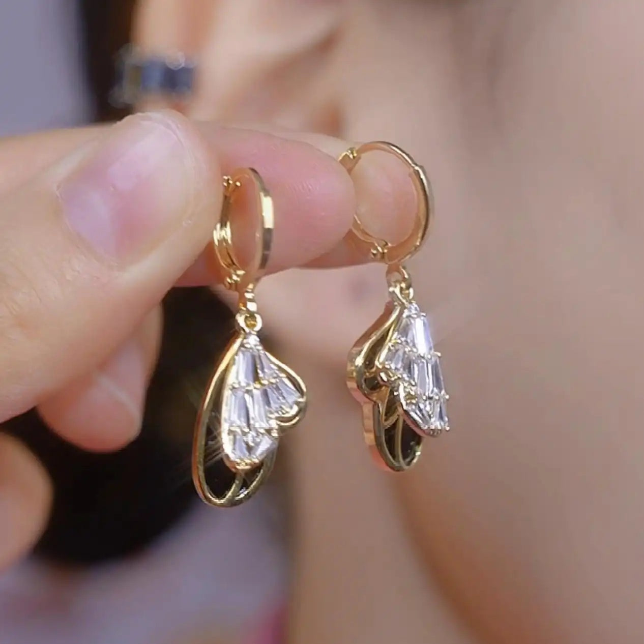 Crystal Silver Hoop Earrings