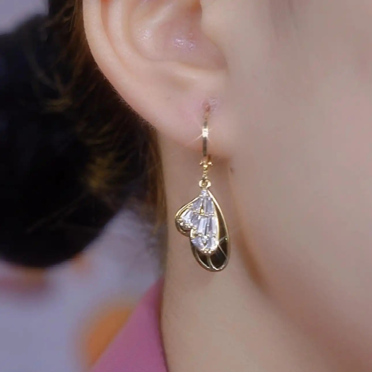 Crystal Silver Hoop Earrings