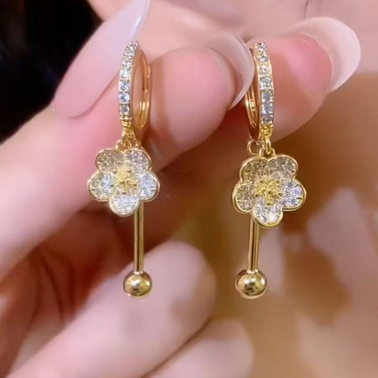 Crystal Small Flower Drop Earrings