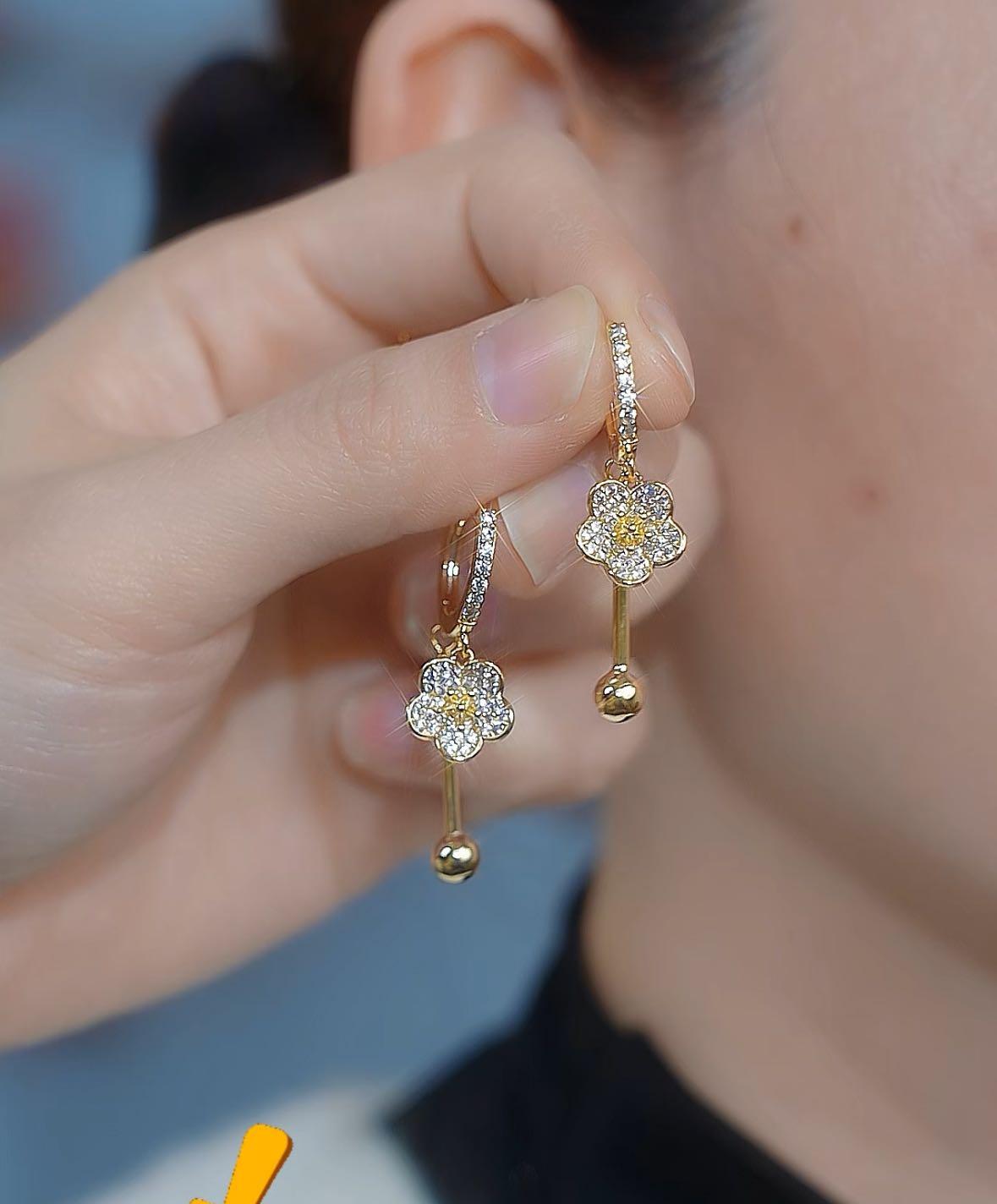 Crystal Small Flower Drop Earrings