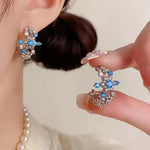 Crystal Snowflake C-Shaped Hoop Earrings