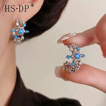 Crystal Snowflake C-Shaped Hoop Earrings