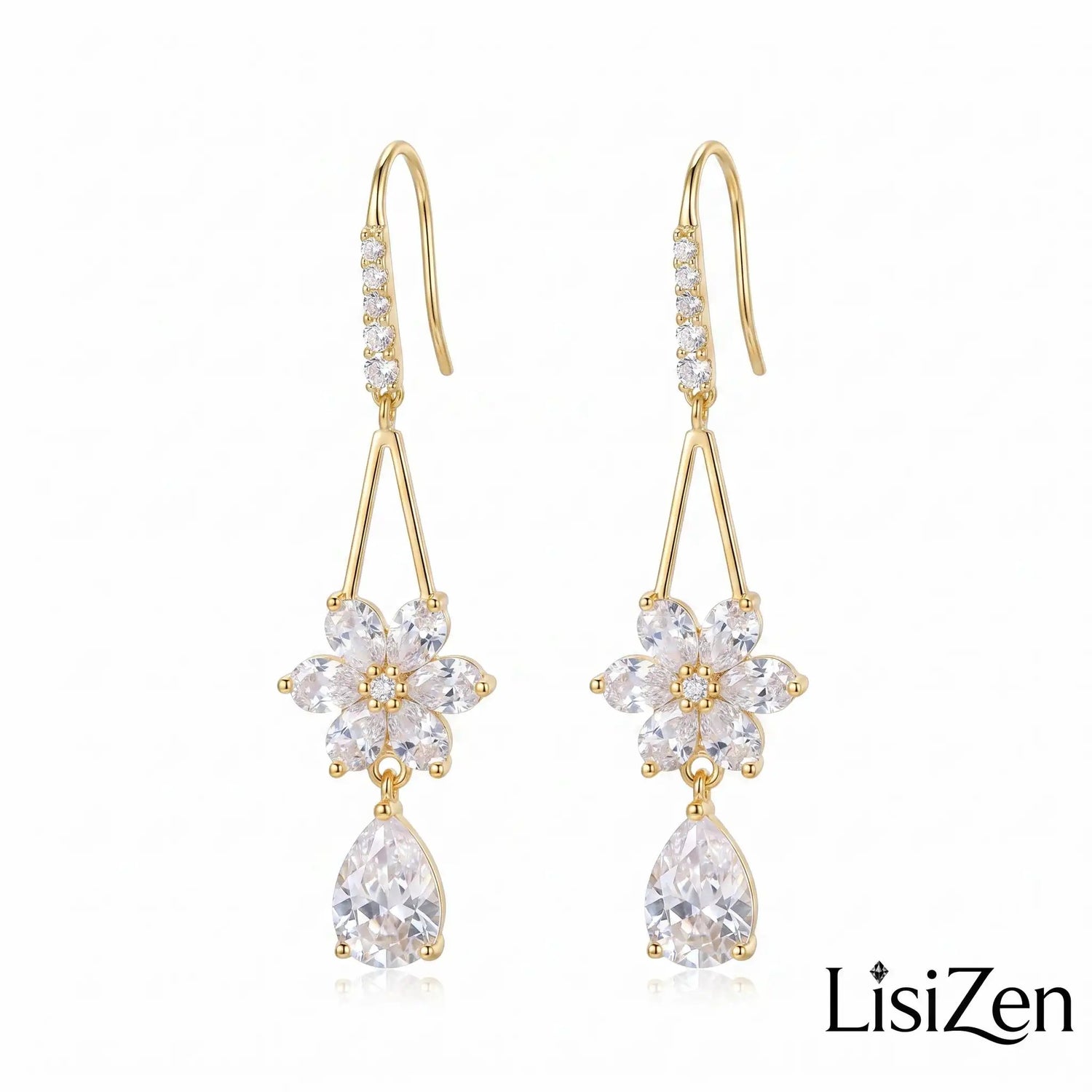 Crystal Snowflake Drop Earrings